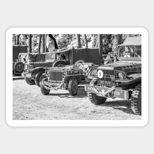 Military World War 2 off road vehicles on display Sticker